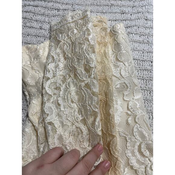 VTG Ultra Dress New York Lace Jacket Pearl Buttons Womens Small Medium USA Ivory - Picture 9 of 11